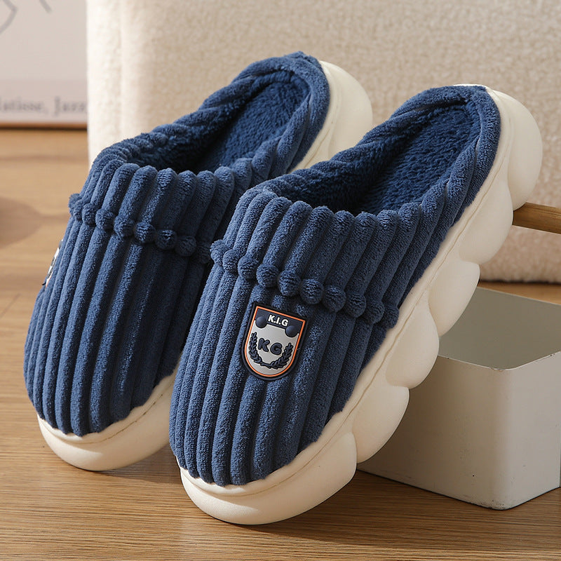 Winter Corduroy House Slippers with soft plush lining, non-slip sole, and warm cushioned design for comfortable indoor wear