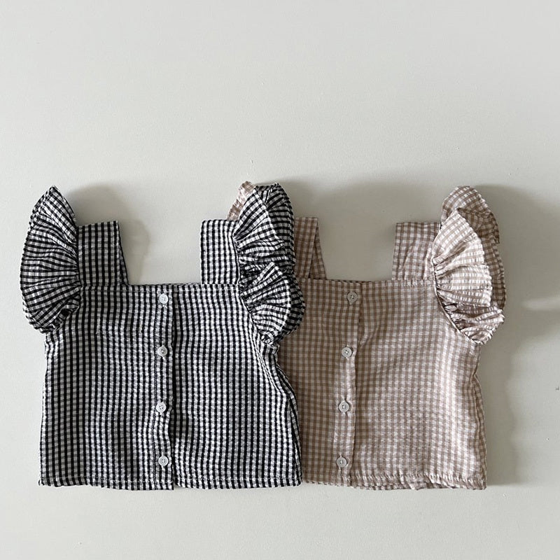Fashion Personality Girl Baby Plaid Clothes Suit