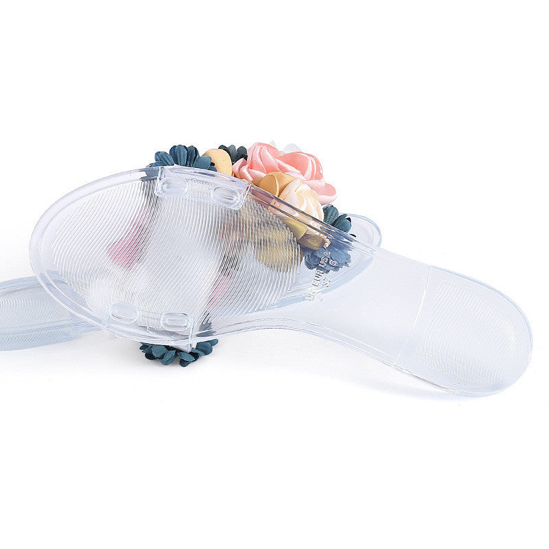 Women's Flat Bottom Crystal Transparent Slippers