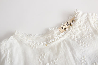 Sweet Young Girl Pure White Embroidered Romper