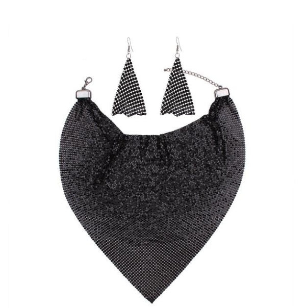 Set of 3 Triangular Scarf Necklace Earrings