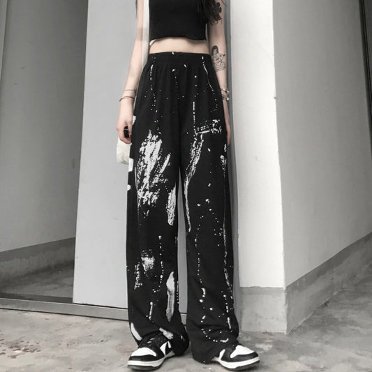 Wide Leg Pants High Waist Drape Retro