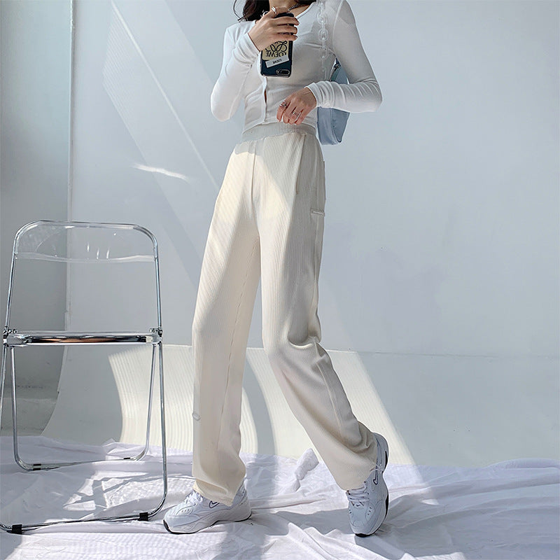 Ice Silk Wide-leg Pants Women's Summer Thin Loose-fitting High Waist