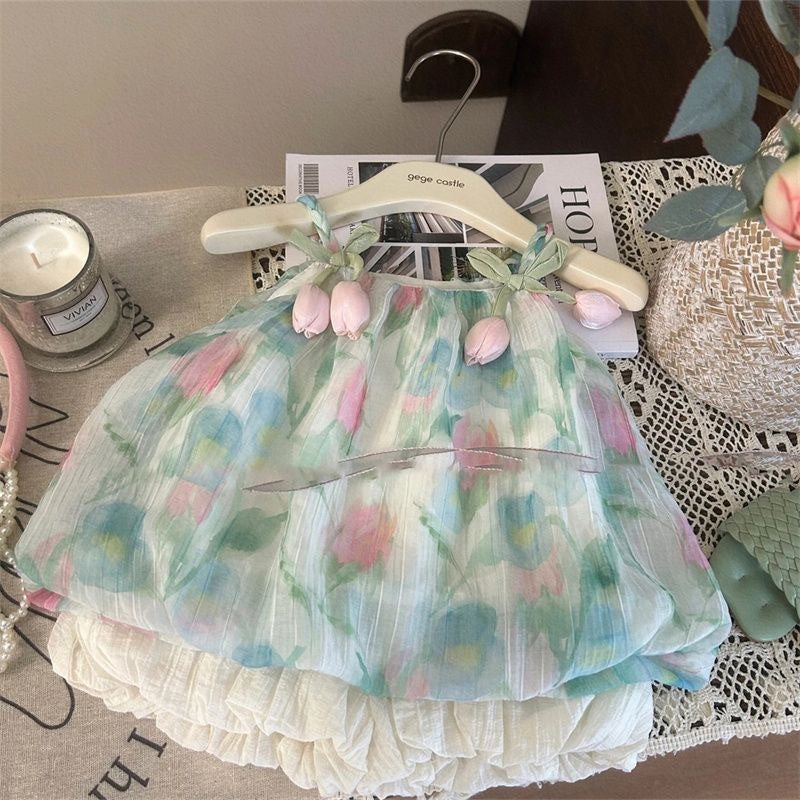 Camisole Bud-waisted Shorts Two-piece Set Dress Suit (Available)