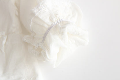 Sweet Young Girl Pure White Embroidered Romper