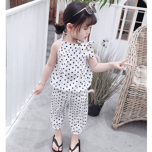 Children's Summer Korean Style Sleeveless Two-piece Set