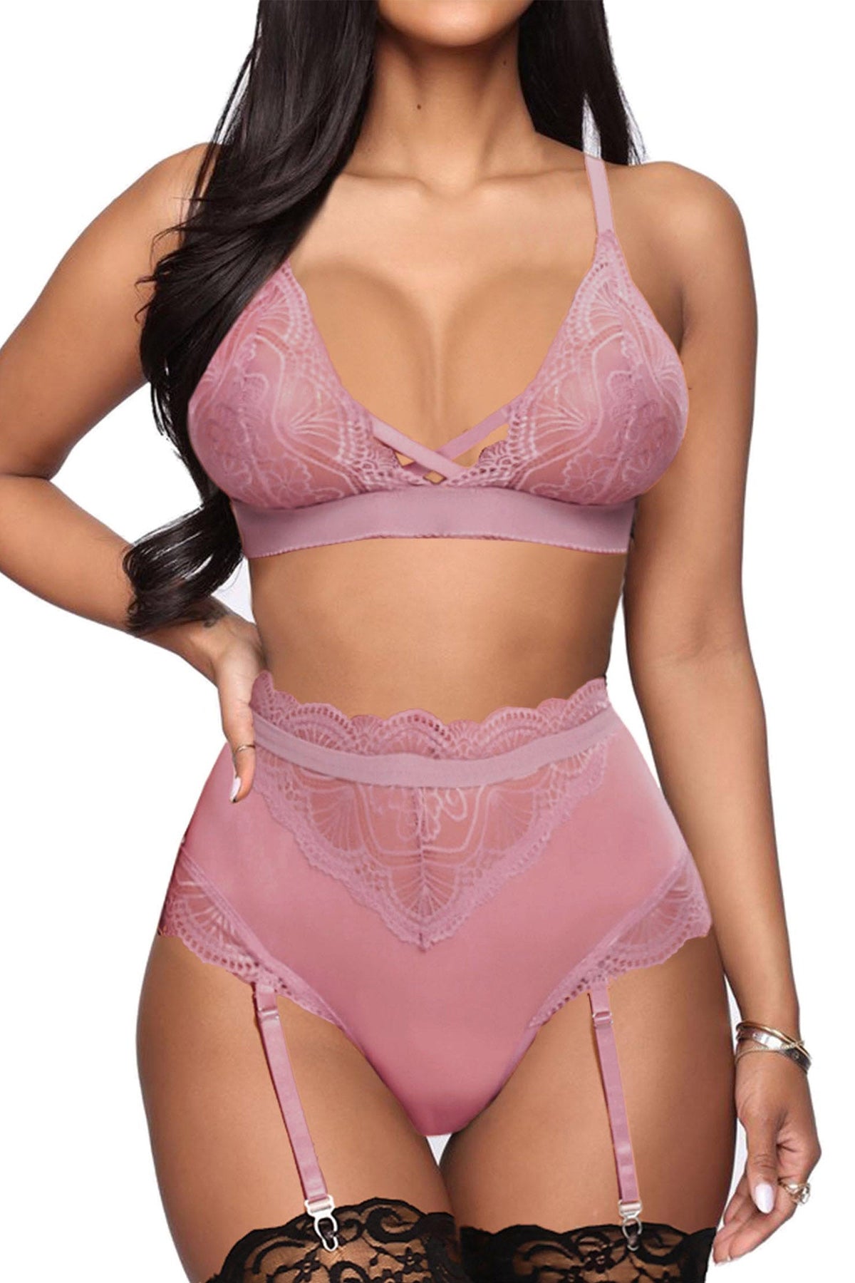 Ladies Pajama Underwear Passionate Hot Embroidered Bra Panty Set