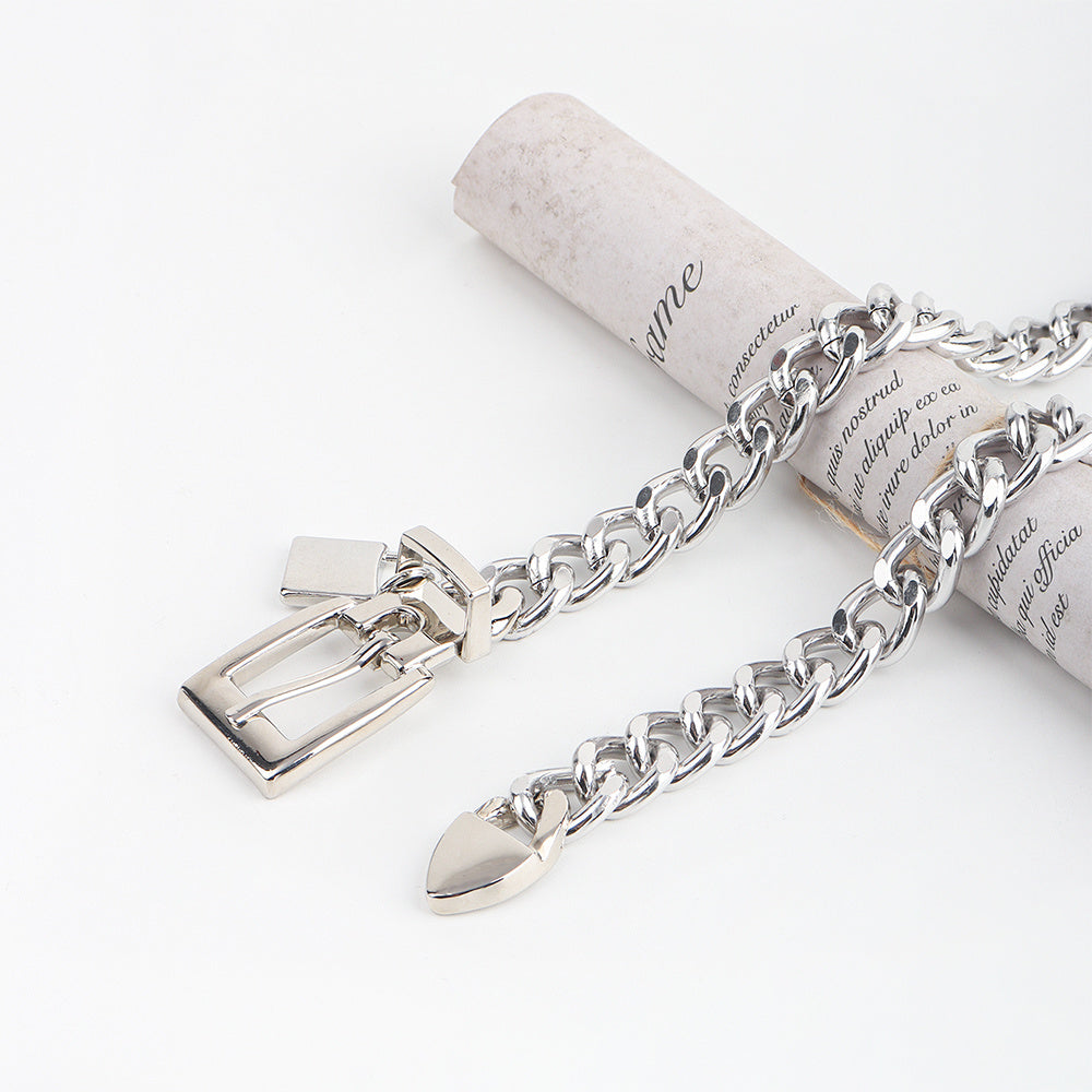 New Hip Hop Fashion For Men And Women Metal Waist Chain Padlock Pendant Versatile Jeans Skirt Accessories Thick Chain (Copy)