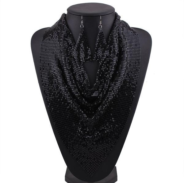 Set of 3 Triangular Scarf Necklace Earrings