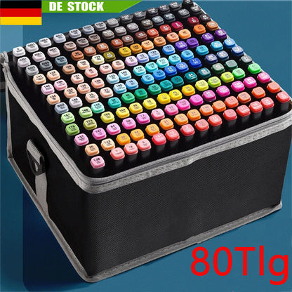 80 Farbe Acrylstifte Marker Set Permanent Pen DIY Graffiti Sketch Dual Pen