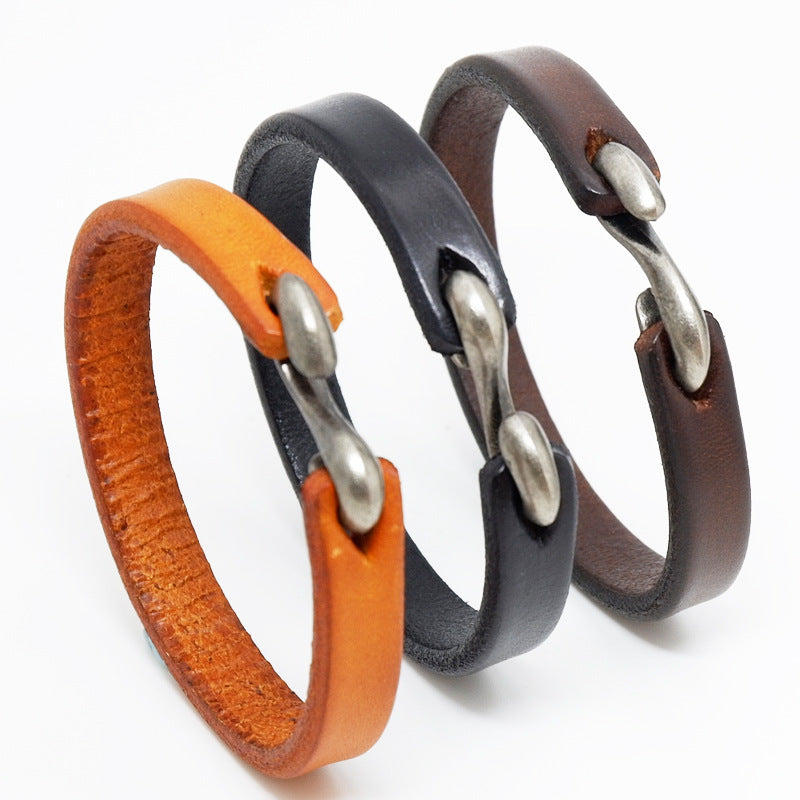 S buckle brown leather bracelet (Available)