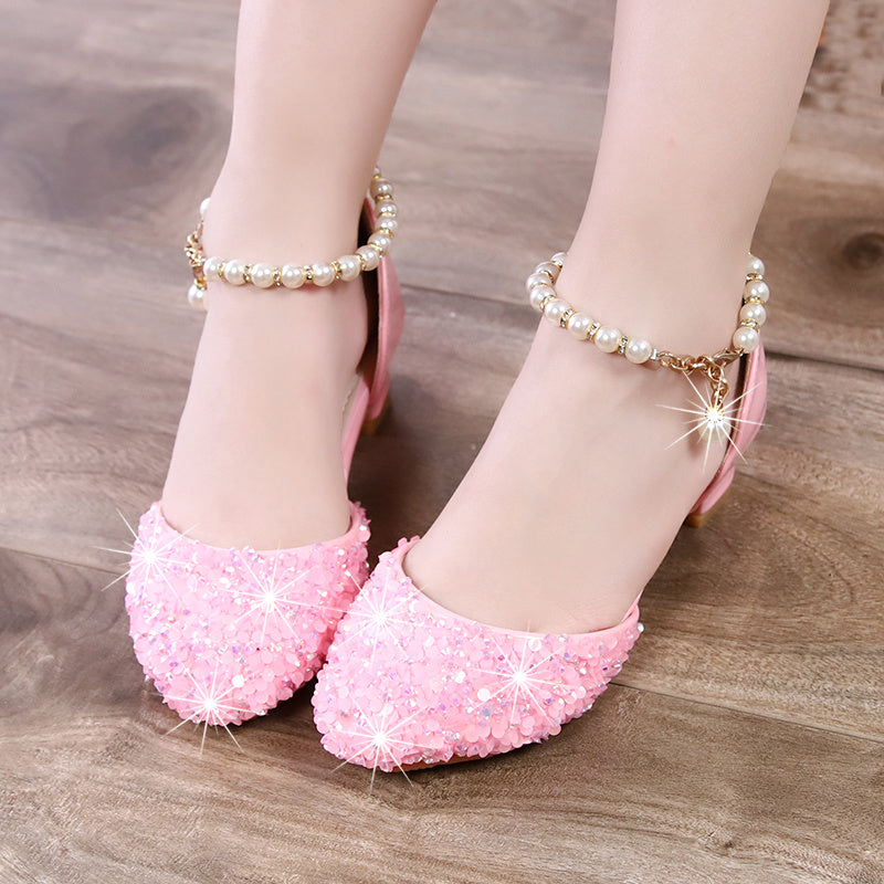 Little Girl Crystal Shoes Dress Shoes Children High Heels (Available)