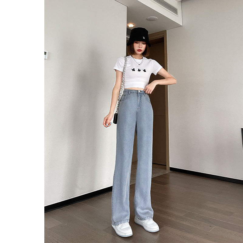 Thin Loose Straight High Waist Wide Leg Pants