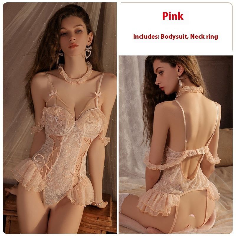 Sexy Backless Open Crotch Plus Size Jumpsuit Mesh See-through