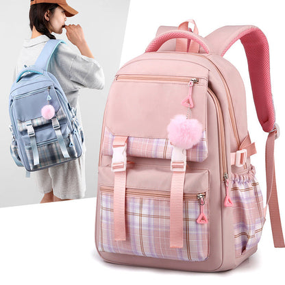 Women's Solid Color Simple Multi-layer Computer Backpack