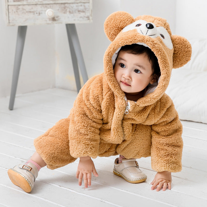 Baby Winter romper clothes Cartoon animals cute baby warm romper