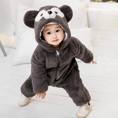 Baby Winter romper clothes Cartoon animals cute baby warm romper