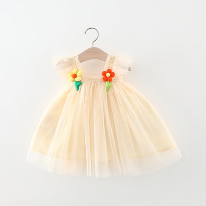 Flounced Sleeve Baby Girl Pettiskirt Princess Dress