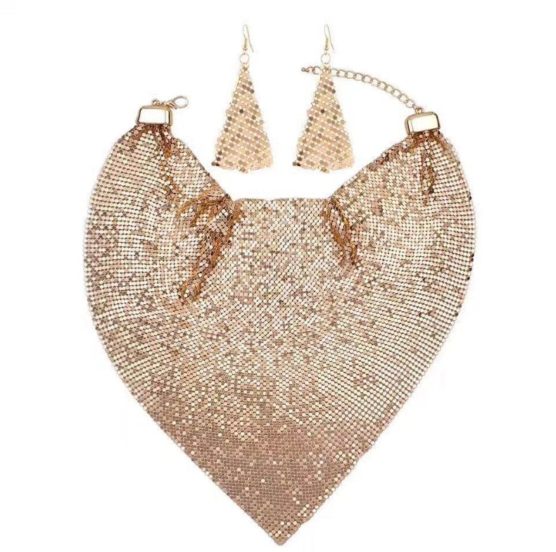 Set of 3 Triangular Scarf Necklace Earrings