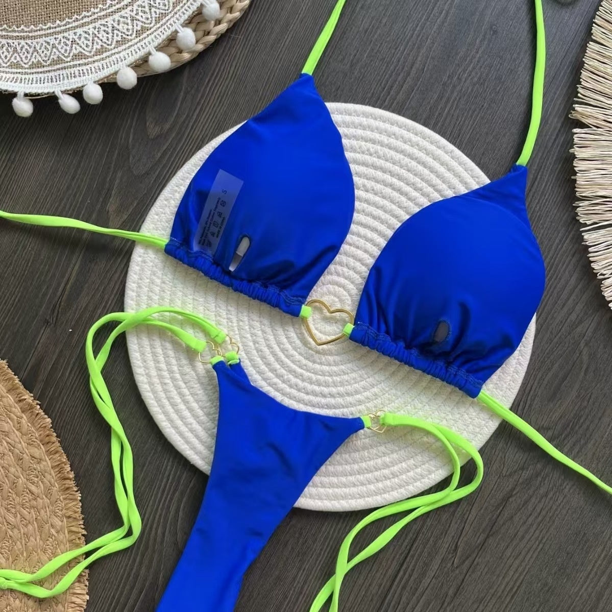 New Nylon Solid Color Love Bikini Suit (Available)