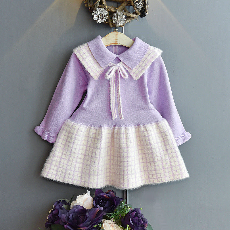 Girls' Fashion Personality Preppy Sweater Dress