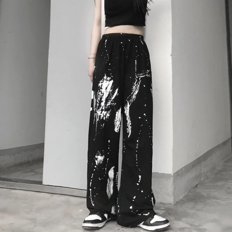 Wide Leg Pants High Waist Drape Retro