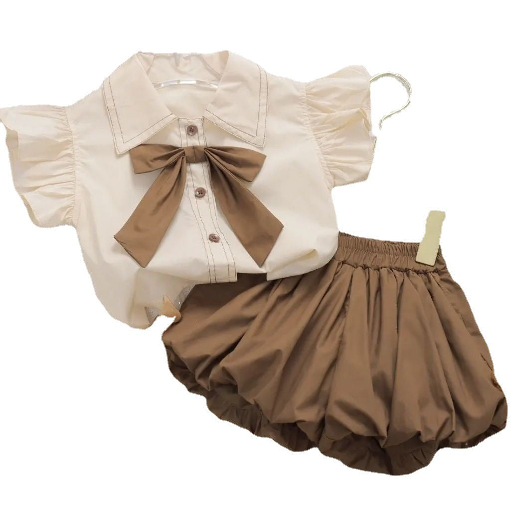 Summer Flying Sleeve Shirt Bud-shaped Pants Western Style Two-piece Suit