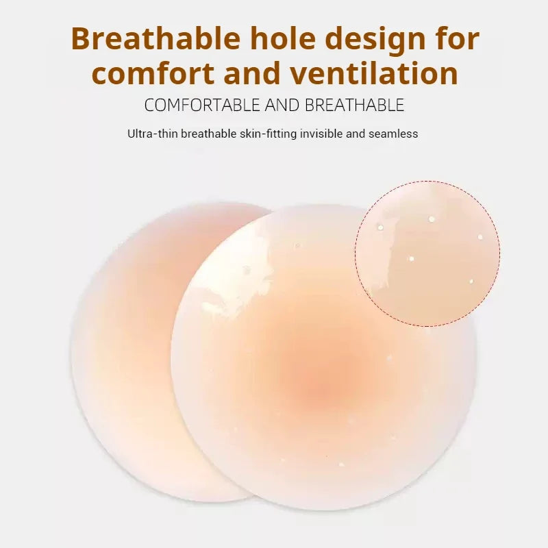 Women Breathable Silicone Nipple Cover Hollow Out Breast Petal Strapless Bras Summer Invisible Intimates Boob Pads With Box
