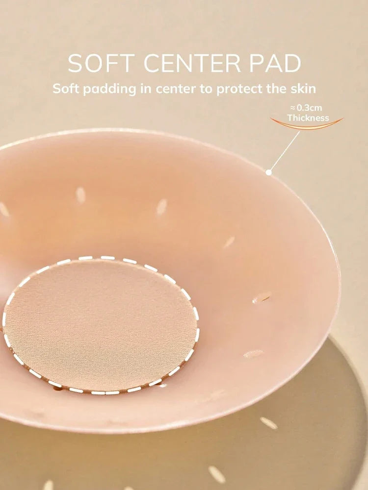 Women Breathable Silicone Nipple Cover Hollow Out Breast Petal Strapless Bras Summer Invisible Intimates Boob Pads With Box