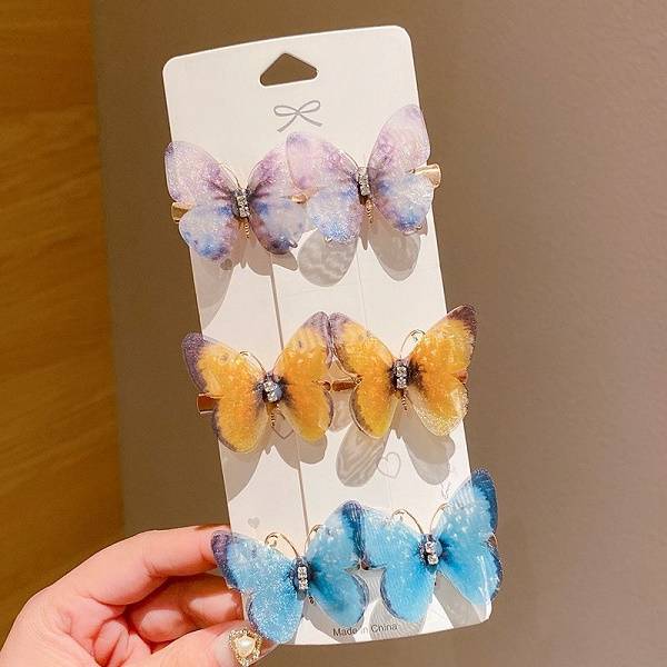 Gradient Color Moving Butterfly Super Fairy Children's Simulated Pearl Butterfly Hairpin