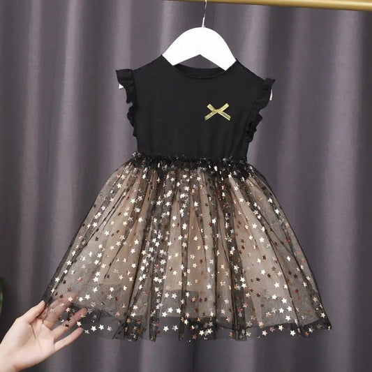 new baby dress spring and summer new Korean girl cotton tutu skirt star net gauze princess dress