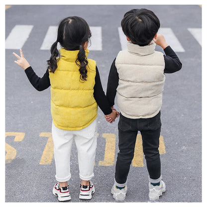 Kids Winter Vest Girls Boys Thicken Waistcoat Corduroy Outerwear Vest Children Cotton Jackets Vest For 2-10 Y Sleeveless Jacket