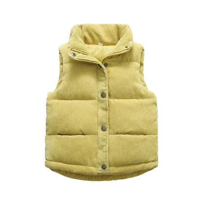 Kids Winter Vest Girls Boys Thicken Waistcoat Corduroy Outerwear Vest Children Cotton Jackets Vest For 2-10 Y Sleeveless Jacket