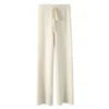 Women's Winter Fashion Knitted Loose Pants High Waist Drape Straight Wide Leg Casual Style Solid Pattern Wool Elastic Sweater
