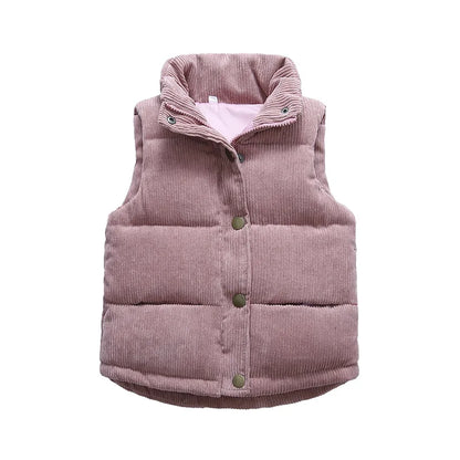 Kids Winter Vest Girls Boys Thicken Waistcoat Corduroy Outerwear Vest Children Cotton Jackets Vest For 2-10 Y Sleeveless Jacket