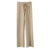Women's Winter Fashion Knitted Loose Pants High Waist Drape Straight Wide Leg Casual Style Solid Pattern Wool Elastic Sweater