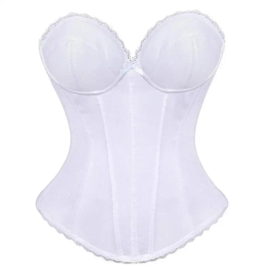 Sexy Straps Halter Overbust Corset Lingerie Top Wedding Black/White Cotton with Cup Body shaper Hot Corset Bustier Underwear
