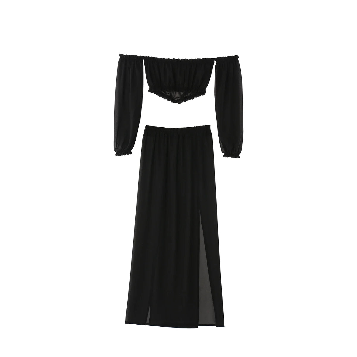 NEW Women Beach 2pcs Bikini Cover-Ups Swimsuit Off Shoulder Top+High Waist Dresss Sexy Ladies Swimming Cover Up Bathing Suit
