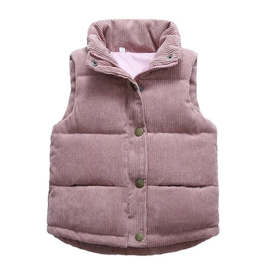 Kids Winter Vest Girls Boys Thicken Waistcoat Corduroy Outerwear Vest Children Cotton Jackets Vest For 2-10 Y Sleeveless Jacket
