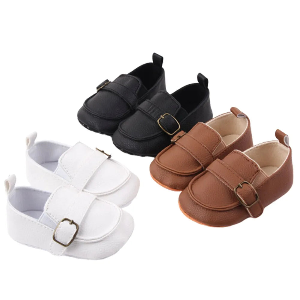 Baby First Walker 1Pair Baby Girl Boy Infant Cute Fashion Solid Shoes Peas Shoes PU Leather Baby Shoes Soft Bottom Toddler