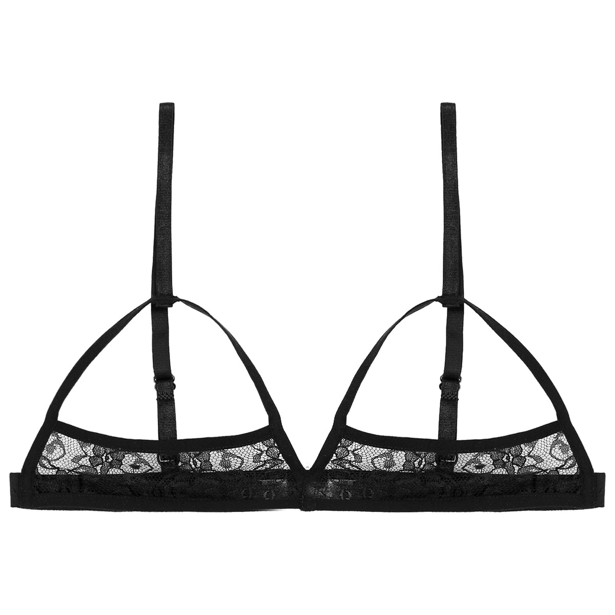 Women's Sexy Lingerie Bra Tops Sheer Floral Lace Hollow Out Wireless Bra Erotic Open Nipple Breast Unlined Bralette Underwear