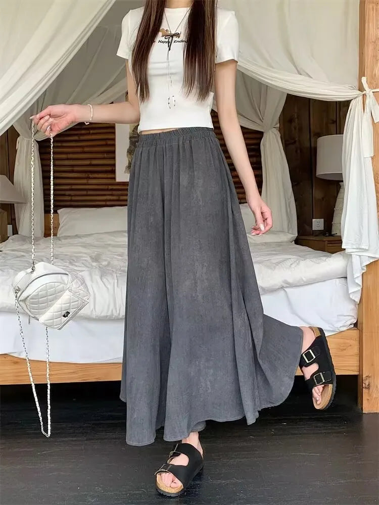 Fashionable & Versatile Plus Size Women's Wide Leg Pants Office Commuting Style High Waist Elastic Pants & Trousers