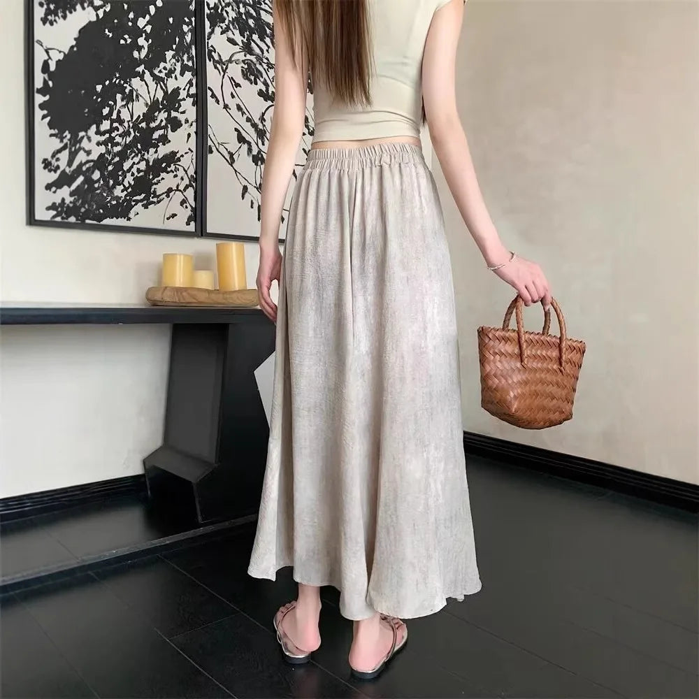 Fashionable & Versatile Plus Size Women's Wide Leg Pants Office Commuting Style High Waist Elastic Pants & Trousers
