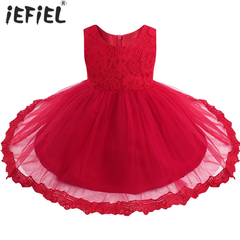 Infant Baby Girls Clothes Flower Girl Dress Toddler Formal Floral Lace Newborn Princess Wedding Bridesmaid Easter Party Dresses