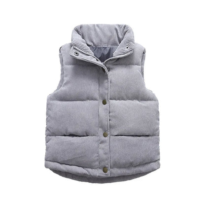 Kids Winter Vest Girls Boys Thicken Waistcoat Corduroy Outerwear Vest Children Cotton Jackets Vest For 2-10 Y Sleeveless Jacket