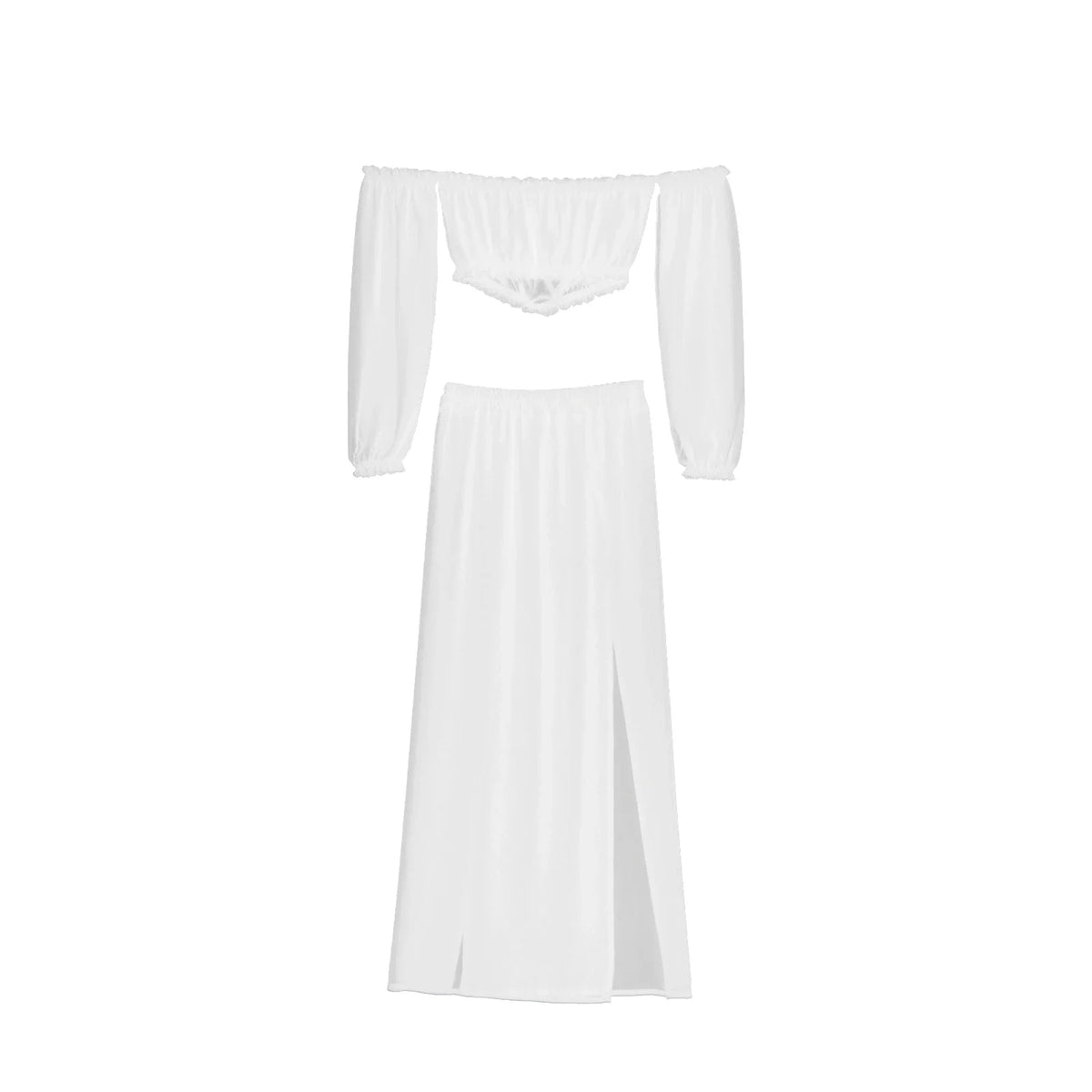 NEW Women Beach 2pcs Bikini Cover-Ups Swimsuit Off Shoulder Top+High Waist Dresss Sexy Ladies Swimming Cover Up Bathing Suit