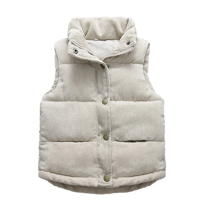 Kids Winter Vest Girls Boys Thicken Waistcoat Corduroy Outerwear Vest Children Cotton Jackets Vest For 2-10 Y Sleeveless Jacket