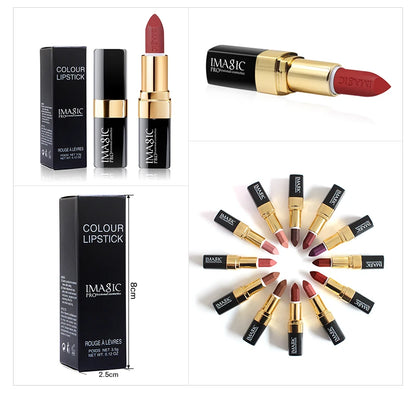 IMAGIC 12-Color Lipstick Matte Waterproof Velvet Pigment Nude Rouge Waterproof Long Lasting Lip Profissional Cosmetics Beauty