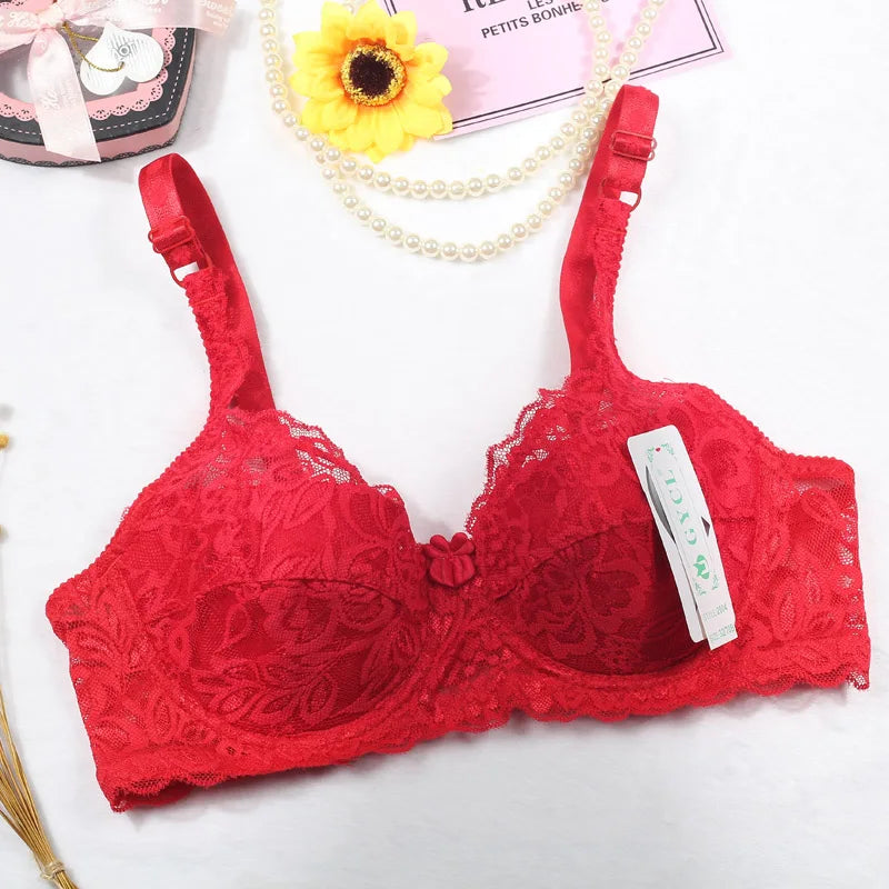 Top Women Underwear Sexy Push Up Bras 3/4 Cup Padded Lace Sheer Bra Cup B ONLY Women Bra
