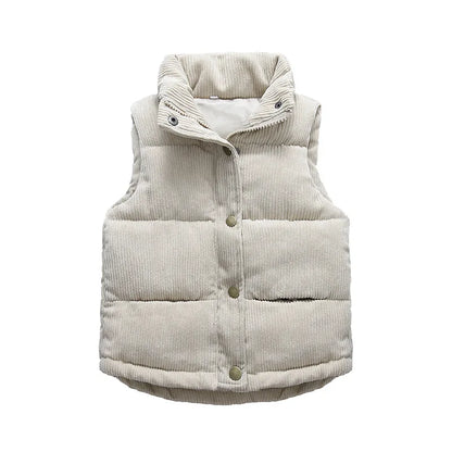 Kids Winter Vest Girls Boys Thicken Waistcoat Corduroy Outerwear Vest Children Cotton Jackets Vest For 2-10 Y Sleeveless Jacket